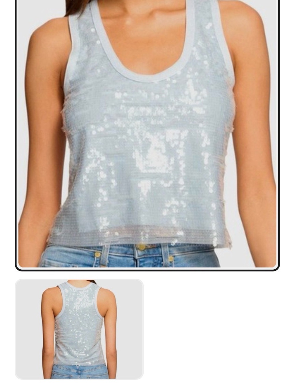 NWT Ramy Brook Chelsey Sequined Tank Top light blue Size L